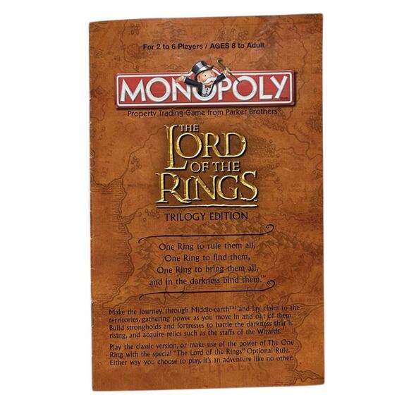 Monopoly LORD OF THE RINGS Trilogy Edition Parker Brothers Hasbro 2003 *No Ring* - Picture 6 of 9